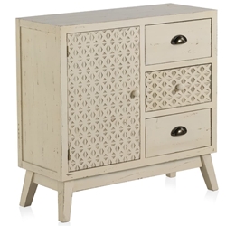APARADOR ESTILO VINTAGE ACABADO BLANCO ENVEJECIDO 3 cajones y puerta - Imagen 1