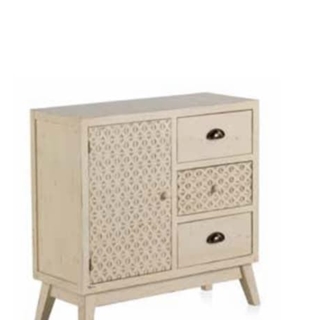 APARADOR ESTILO VINTAGE ACABADO BLANCO ENVEJECIDO 3 cajones y puerta - Imagen 2