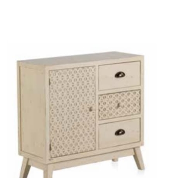 APARADOR ESTILO VINTAGE ACABADO BLANCO ENVEJECIDO 3 cajones y puerta - Imagen 2