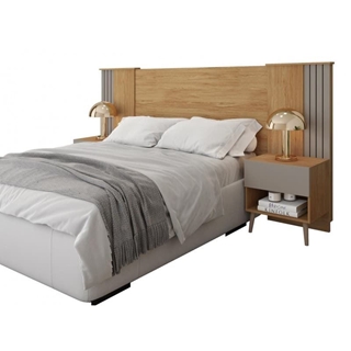 CABECERO PROXIMUS, extensible, mesillas de noche, MDP buriti - fendi - Imagen 1