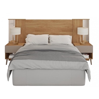 CABECERO REFLEX, extensible, 2 mesillas de noche, MDP buriti- fendi - Imagen 1