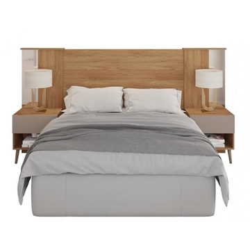 CABECERO REFLEX, extensible, 2 mesillas de noche, MDP buriti- fendi - Imagen 1