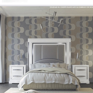 CABEZAL ALTA CALIDAD LACADO BLANCO MATE Y TAPIZADO POLIPIEL PLATA, P.ESPEJO - Imagen 1