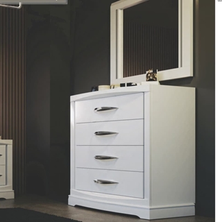 COMODA ALTA CALIDAD LACADO BLANCO MATE DETALLES CROMO P.ESPEJO - Imagen 1