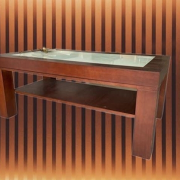 MESA CENTRO MADERA Y CRISTAL ACABADO CEREZO - Imagen 1
