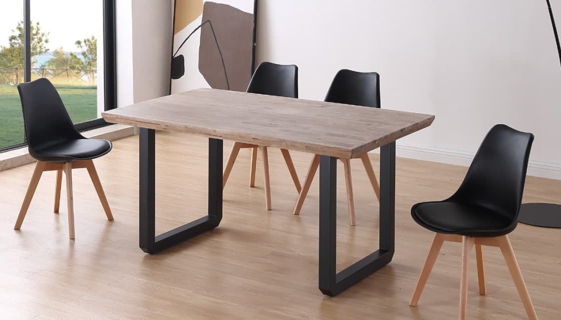 MESA COMEDOR FIJA ROMA 150 X 90CM HONEY/NEGRO - Imagen 1