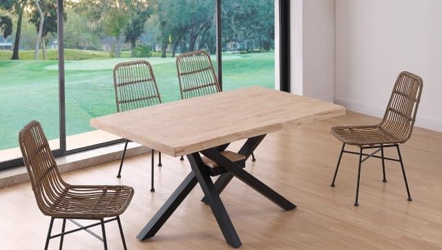 MESA COMEDOR FIJA XENA 150 x 90 CM ROBLE NORDISH / NEGRO TAPA CON FORMA. - Imagen 3