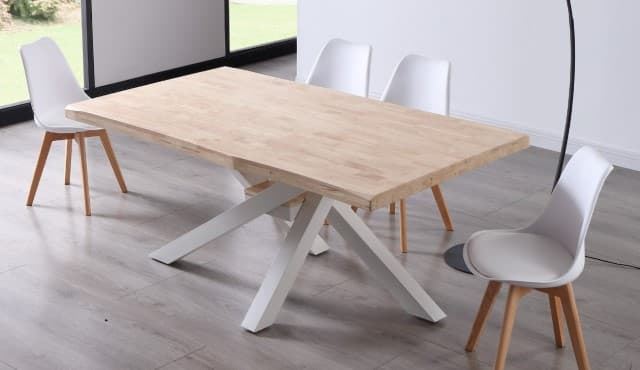 MESA COMEDOR FIJA XENA 180 x 100 CM ROBLE NORDISH / BLANCO TAPA CON FORMA. - Imagen 2