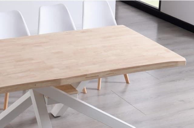 MESA COMEDOR FIJA XENA 180 x 100 CM ROBLE NORDISH / BLANCO TAPA CON FORMA. - Imagen 3