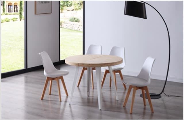 MESA COMEDOR REDONDA EXTENSIBLE BERG 100-140-180 CM ROBLE NORDISH / BLANCO. - Imagen 1