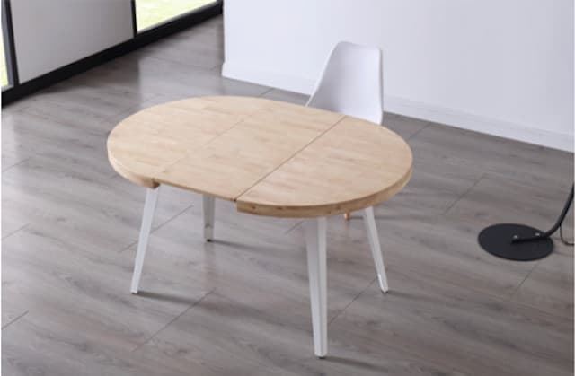 MESA COMEDOR REDONDA EXTENSIBLE BERG 100-140-180 CM ROBLE NORDISH / BLANCO. - Imagen 2