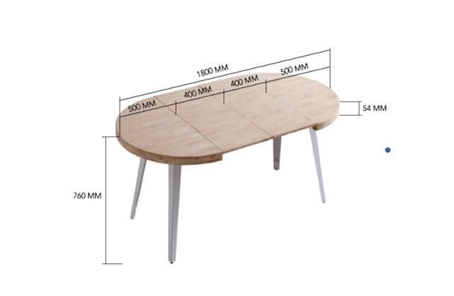 MESA COMEDOR REDONDA EXTENSIBLE BERG 100-140-180 CM ROBLE NORDISH / BLANCO. - Imagen 4