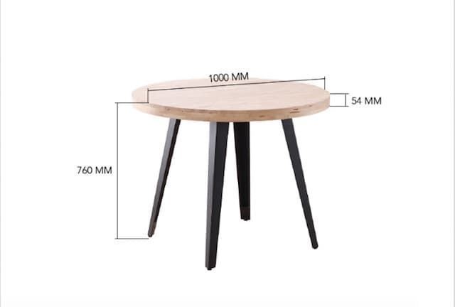 MESA COMEDOR REDONDA FIJA BERG 100 CM ROBLE NORDISH / NEGRO. - Imagen 4