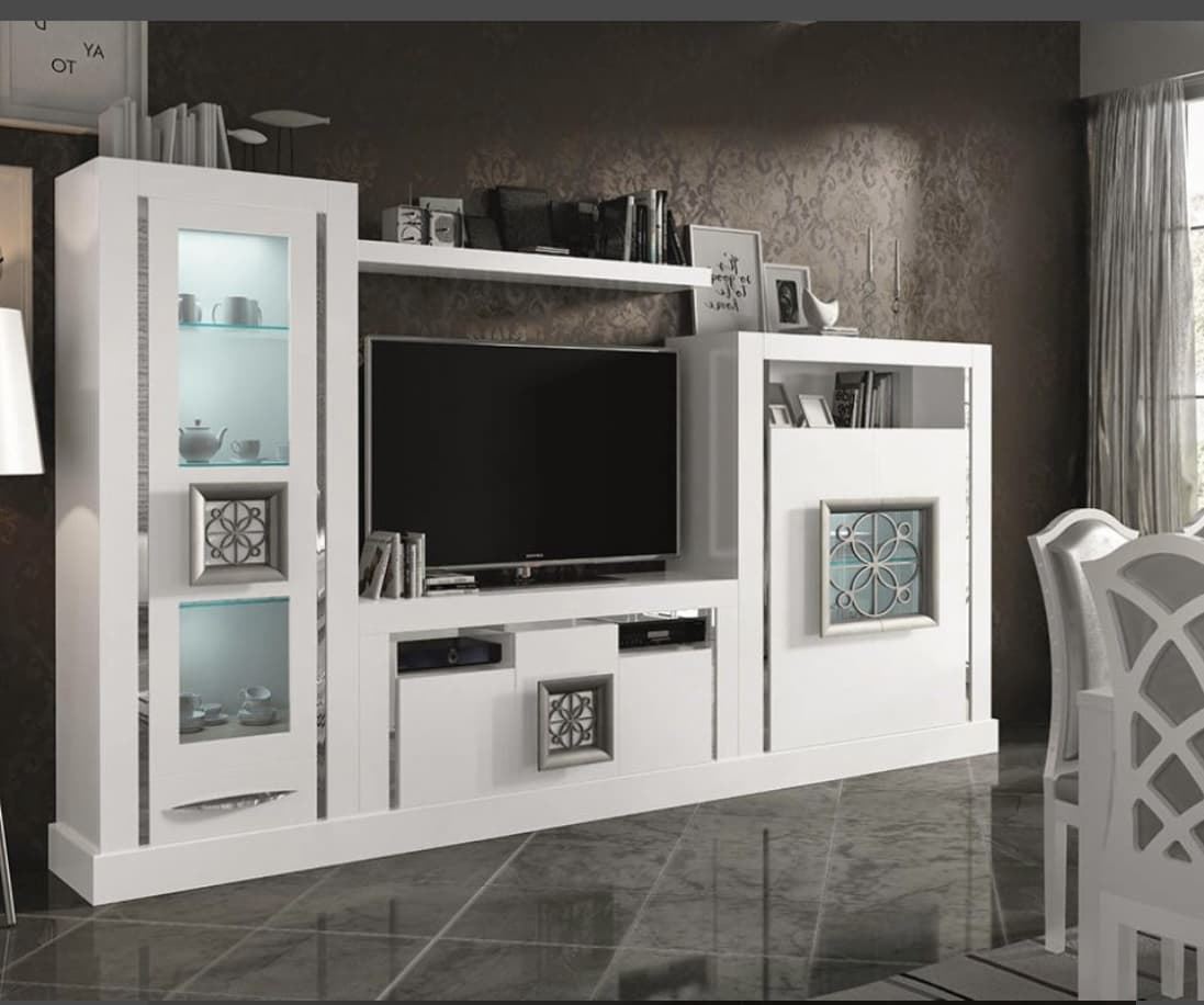 MUEBLE DE SALON LACADO BLANCO ALTA CALIDAD MOD.FIRST - Imagen 1