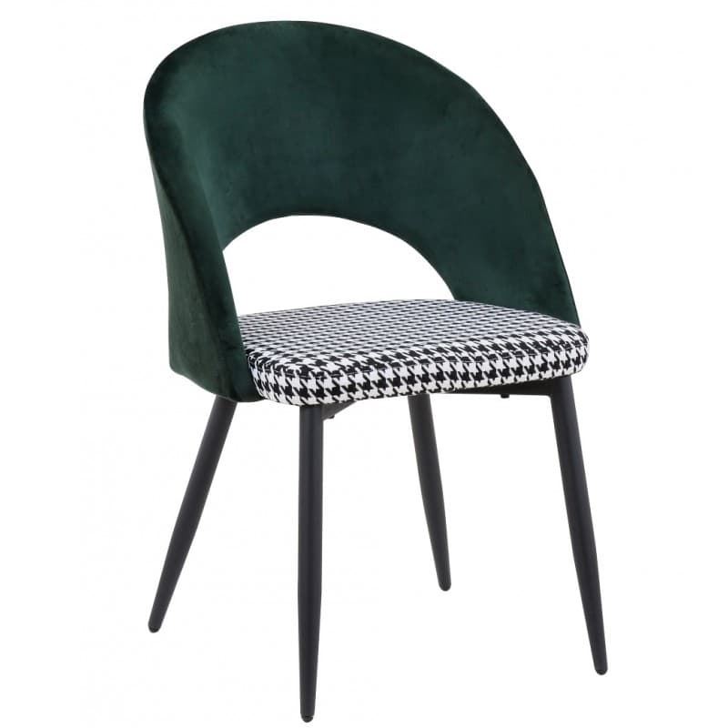 SILLA CLEO, METAL, TAPIZADO VERDE CON PATA DE GALLO - Imagen 1