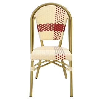 SILLA GARNIER, apilable, aluminio, ratán beige y rojo - Imagen 1