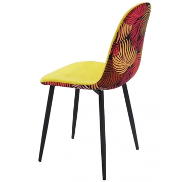 SILLA HORUS, TAPIZADO VELVET AMARILLO CON TRASERA FLORAL - Imagen 1