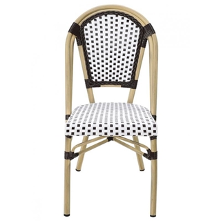 SILLA PARIS, apilable, aluminio, ratán blanco y marrón - Imagen 1