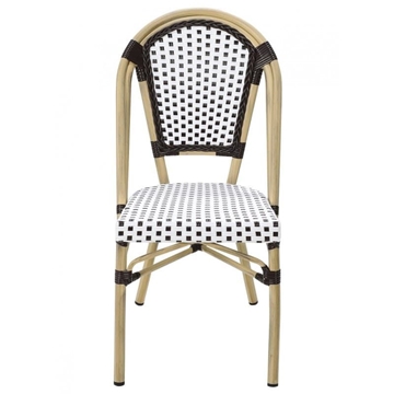 SILLA PARIS, apilable, aluminio, ratán blanco y marrón - Imagen 1