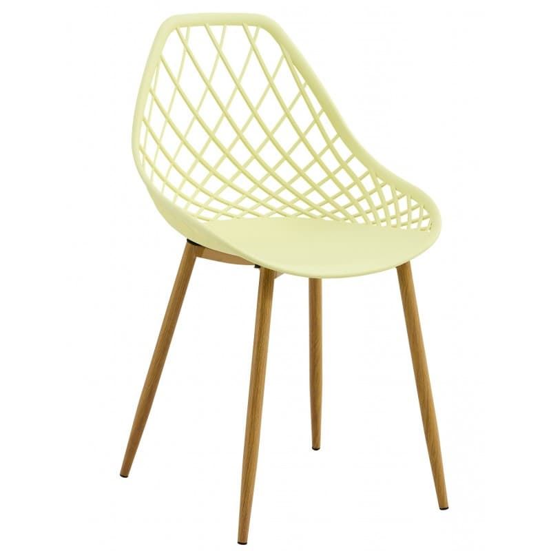 SILLA STRAUSS, metal, polipropileno amarillo pastel - Imagen 1
