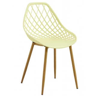 SILLA STRAUSS, metal, polipropileno amarillo pastel - Imagen 1