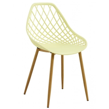 SILLA STRAUSS, metal, polipropileno amarillo pastel - Imagen 1