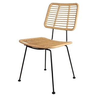 SILLA SUMATRA, metal, ratán beige - Imagen 1