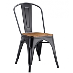 SILLA TOL EK WOOD, acero, negra, asiento madera - Imagen 1
