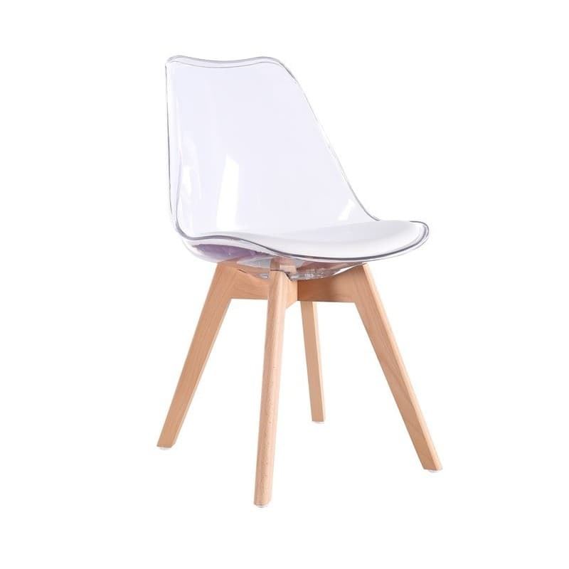 SILLA TORRE 4P, MADERA, TRANSPARENTE COJÍN BLANCO - Imagen 1