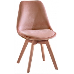 SILLA TORRE VELVET, madera carcasa y cojín velvet rosa - Imagen 1