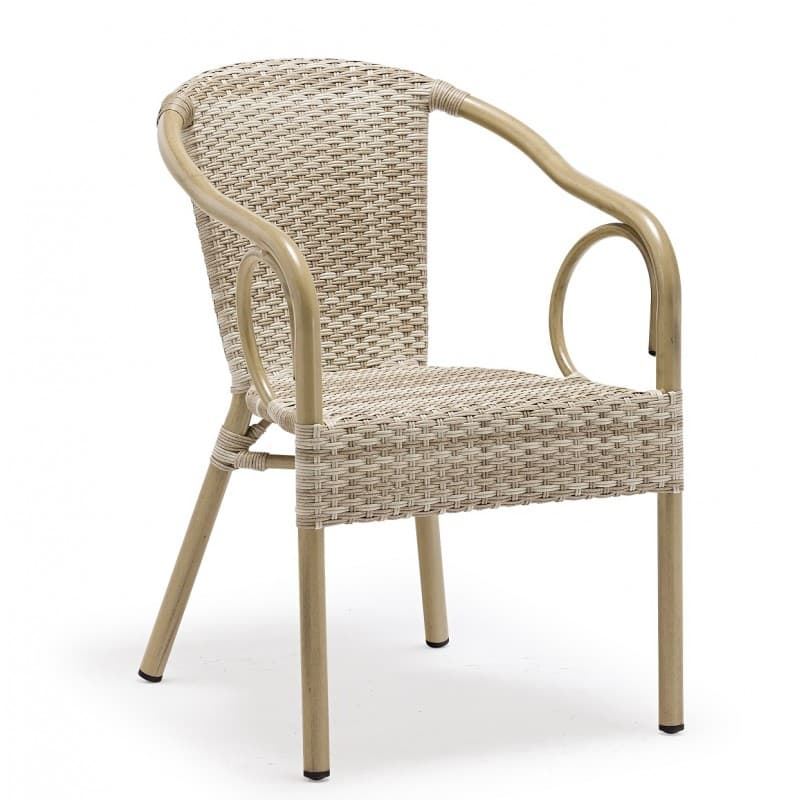 SILLON ADANA, apilable, aluminio, ratán beige - Imagen 1