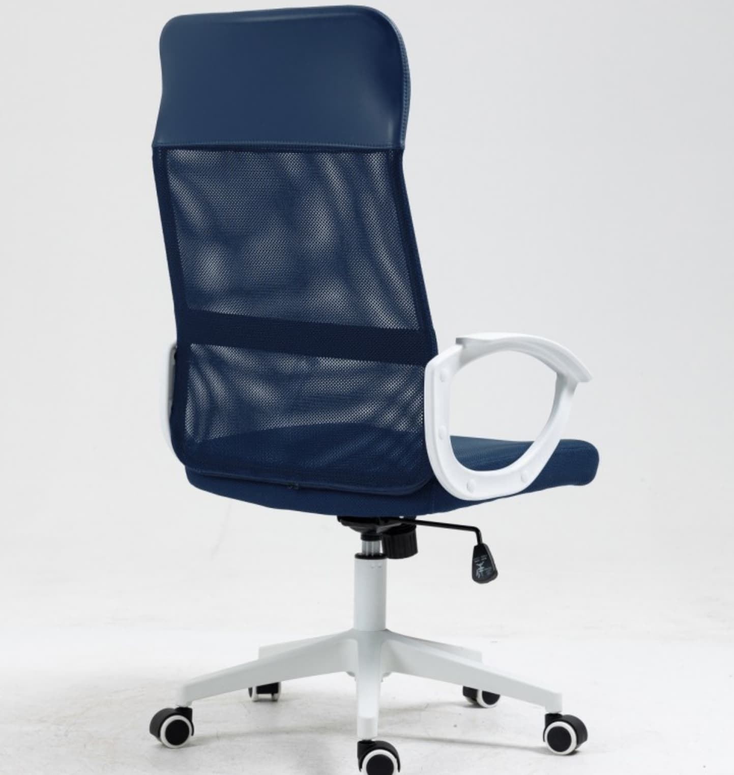 Sillón de oficina VERTON, blanco, malla y asiento azul oscuro - Imagen 3