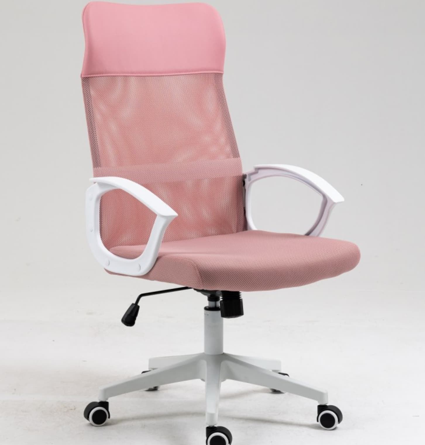 Sillón de oficina VERTON, blanco, malla y asiento rosa - Imagen 1