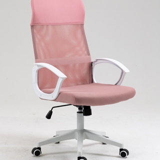 Sillón de oficina VERTON, blanco, malla y asiento rosa - Imagen 1