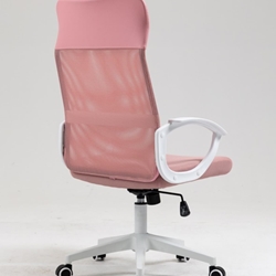 Sillón de oficina VERTON, blanco, malla y asiento rosa - Imagen 2
