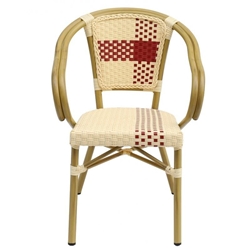 SILLON GARNIER, apilable, aluminio, ratán beige y rojo - Imagen 1