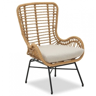 SILLON JAVA, metal, cojín, ratán beige - Imagen 1