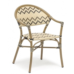 SILLON MERSIN, apilable, aluminio, ratán marrón, crema y negro - Imagen 1