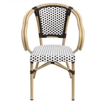 SILLON PARIS, apilable, aluminio, ratán blanco y marrón - Imagen 1