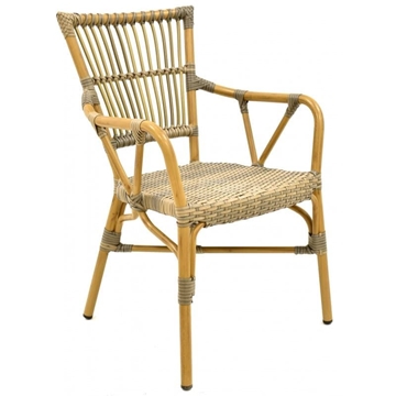 SILLON PAROS, apilable, aluminio, ratán marrón y gris - Imagen 1