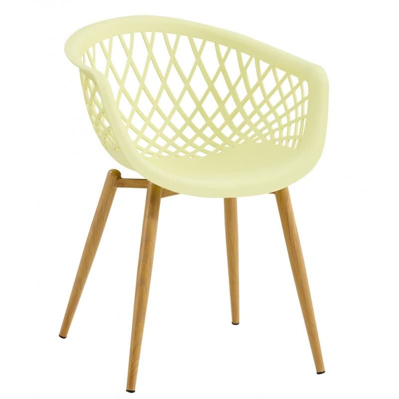 SILLON STRAUSS, metal, polipropileno amarillo pastel - Imagen 1