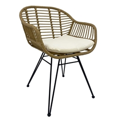 SILLÓN YAKARTA, metal, cojín, ratán beige - Imagen 1
